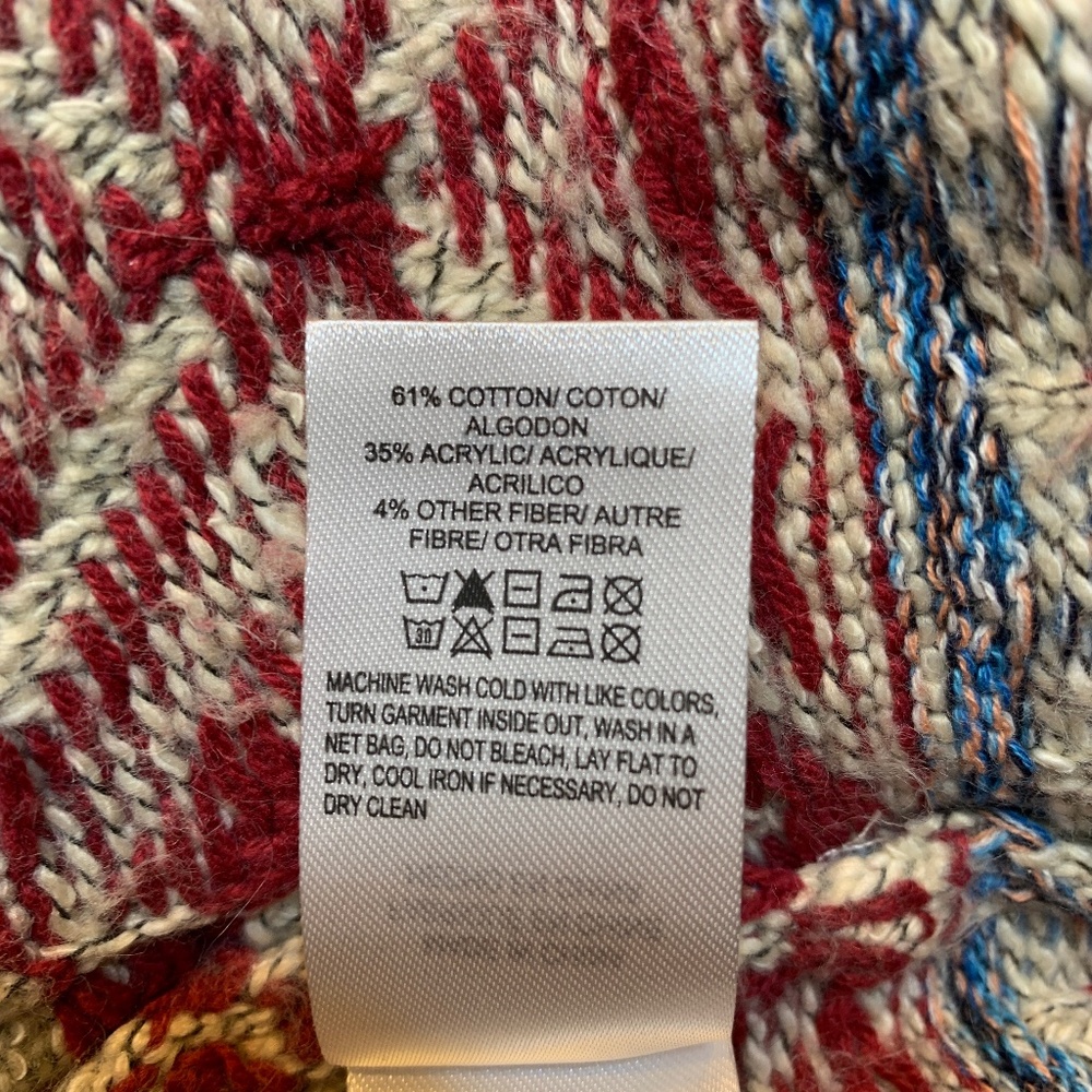 Lucky Brand Aztec Tribal Open Front Hooded Cardigan Size Small Pockets Boho - Picture 15 of 15